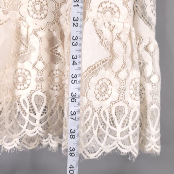 Anthropologie Floreat Manon Lace Shift Midi Dress Cream Ecru Floral Lace Size 2 - Picture 9 of 16
